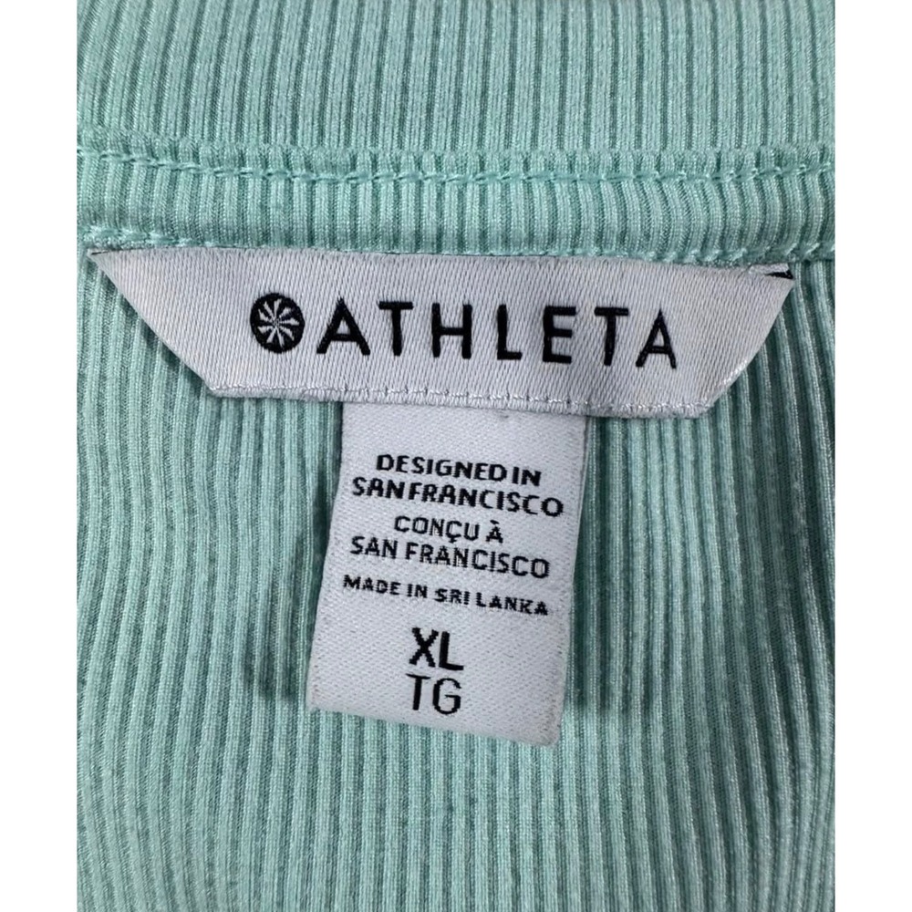 Athleta Uptempo Ribbed Henley Top Mint Green Long Sleeve V-Neck XL - Picture 3 of 7